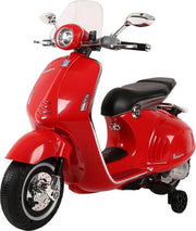 Elektrische Kinderscooter Vespa 946 Primavera GTS Rood 12V met Windscherm en Lederen zitting