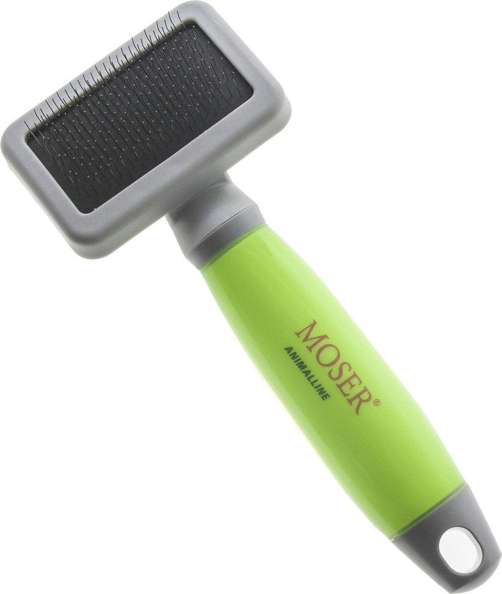 Moser Slicker Borstel Small - Hondenvachtborstel - Groen Grijs