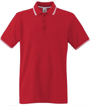 Fruit of the Loom Poloshirt Heren Rood-Wit maat XL Dubbele strepen