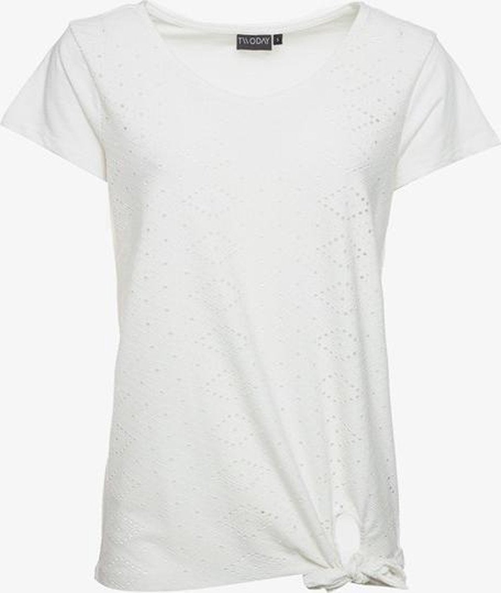TwoDay geknoopt dames T-shirt - Wit - Maat M