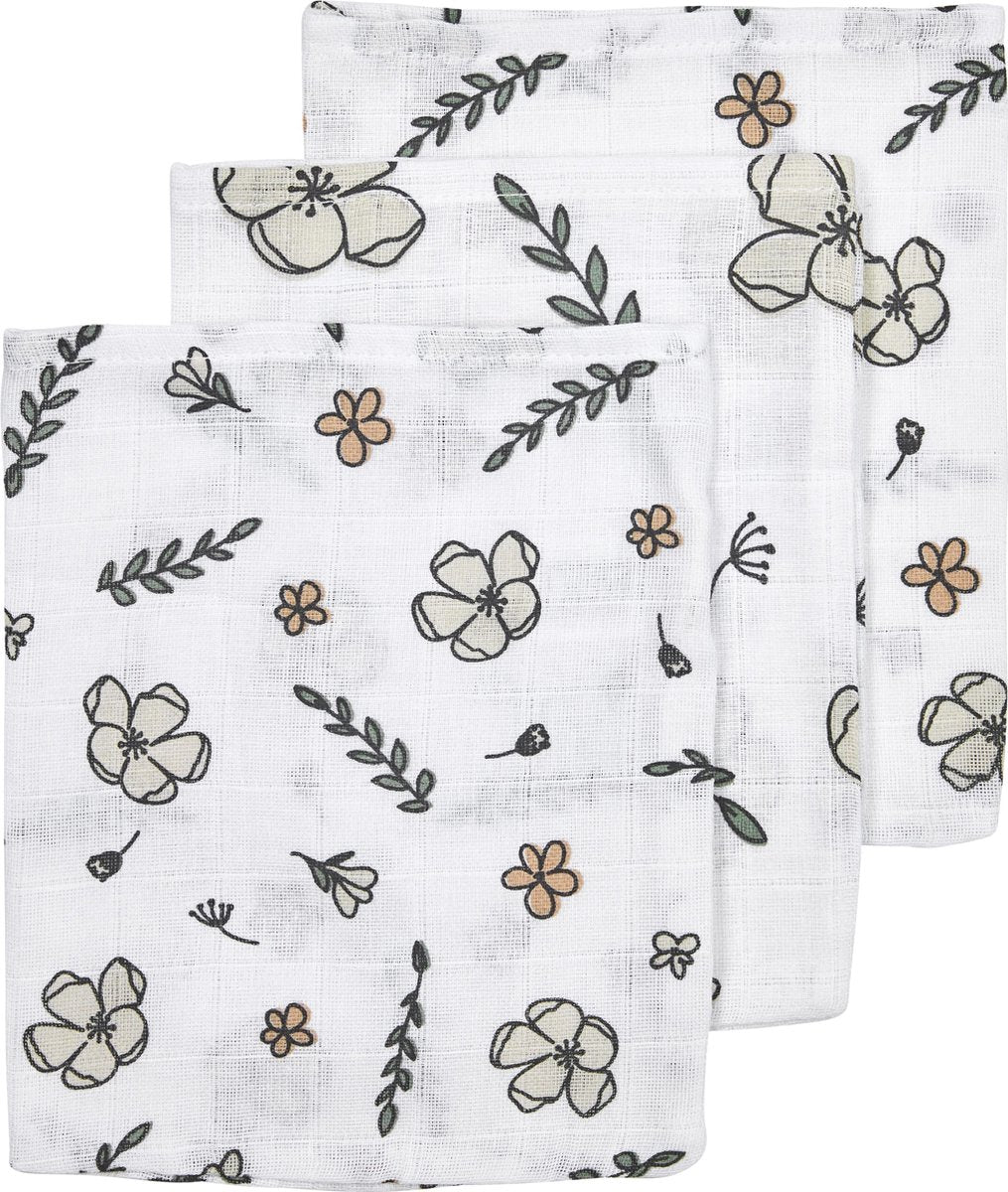 Meyco 3-pack washandjes Floral GOTS
