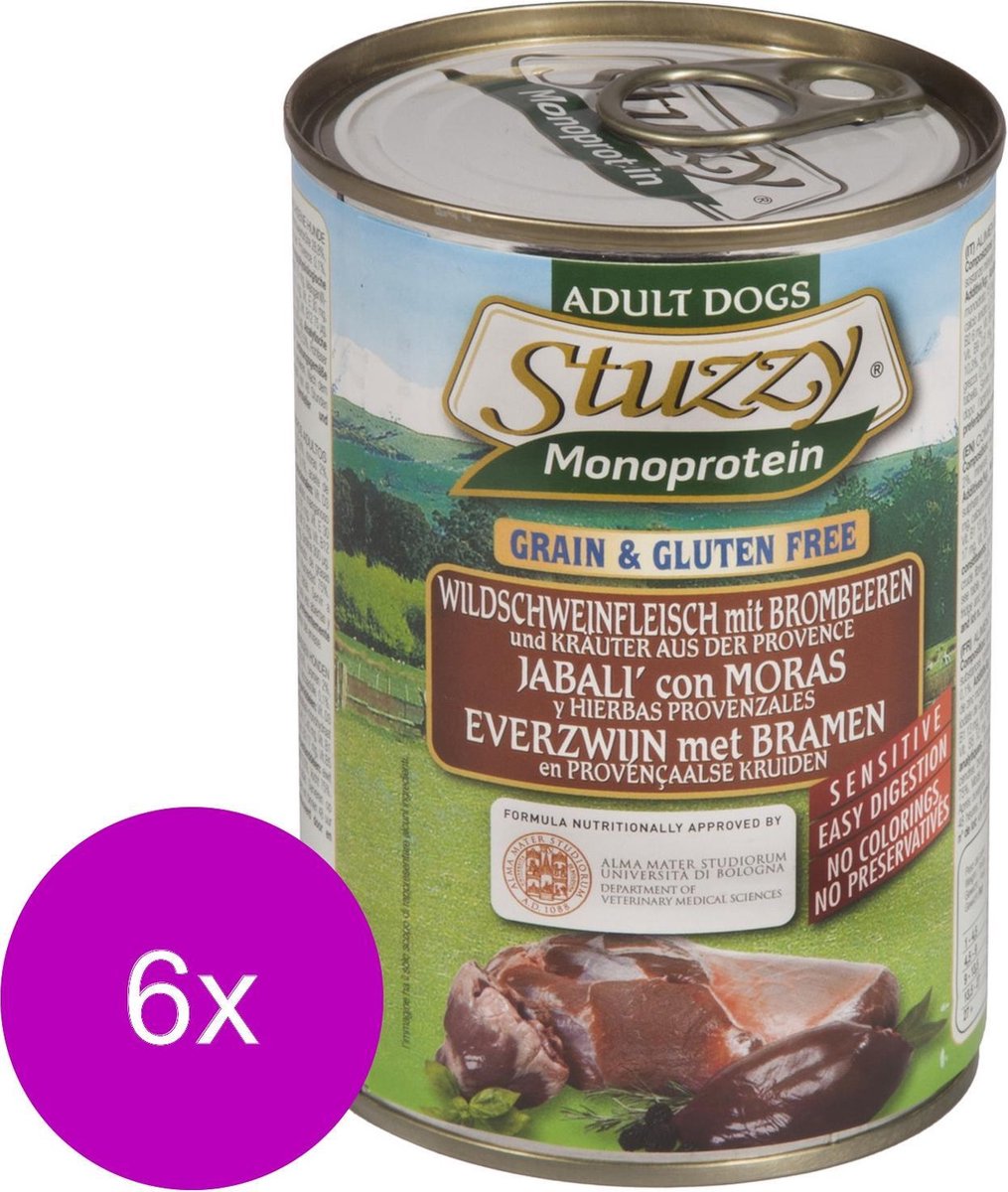 Stuzzy Blik Adult - Everzwijn - Hondenvoer - 6 x 400 g