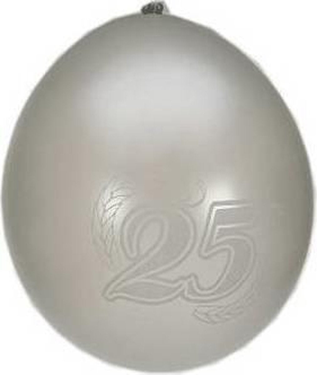 Ballonnen 25 jaar metalic zilver per 8