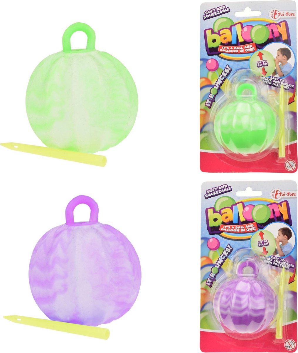Opblaasbare elastische bal - Groen - Tot 40 cm groot - Stuiterbal - Uren speelplezier