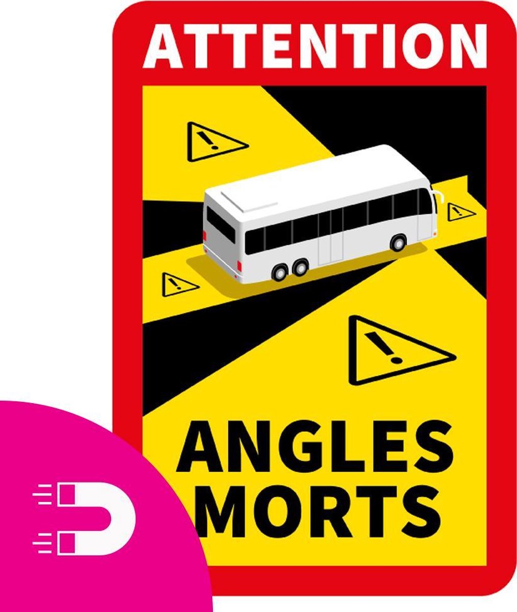 Dode Hoek Magneetplaat BUS - Waarschuwing magneetplaat - Frankrijk (17 x 25 cm)