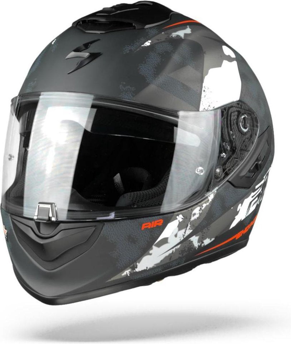 Scorpion EXO-1400 Air Sylex Mat Zwart Zilver Rood Integraalhelm - Motorhelm - Maat XL