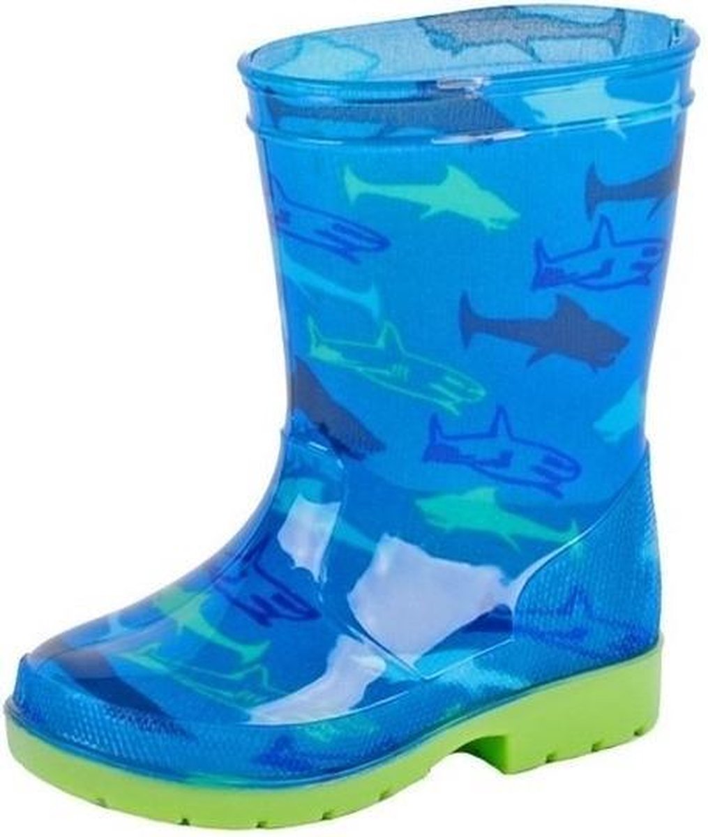 Blauwe peuter/kinder regenlaarzen sharks - Rubberen haaien print laarzen/regenlaarsjes voor kinderen 23