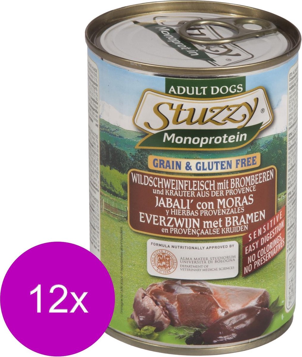 Stuzzy Blik Dog Monoprotein Adult - Everzwijn - Hondenvoer - 12 x 400 g