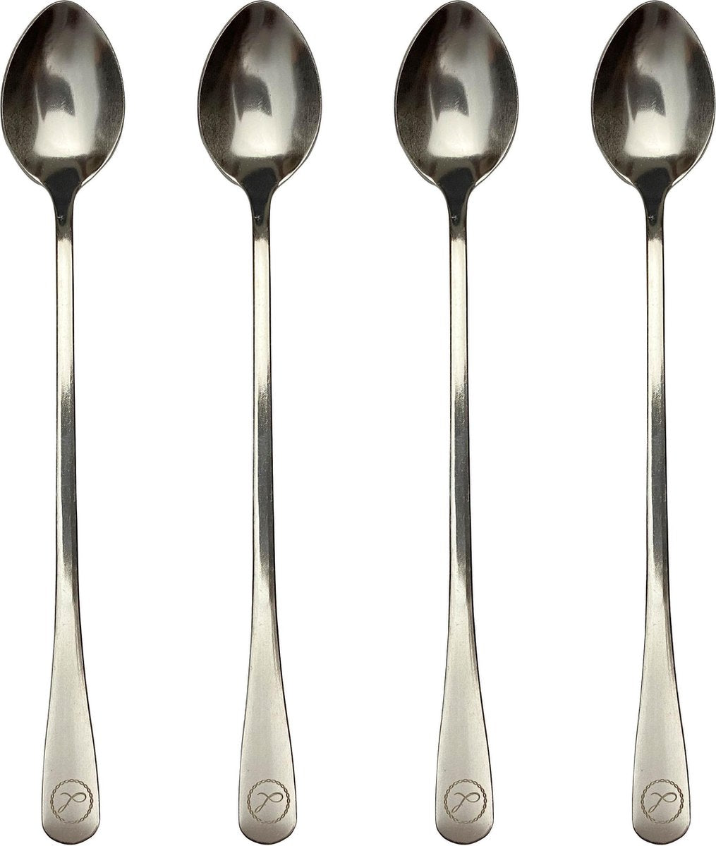 Leonomics Latte Macchiato Lepels – Koffie – Lange Lepels – Longdrink – Cocktail – Lange Yoghurt – 20 Centimeter - rvs - Set van 4 Stuks