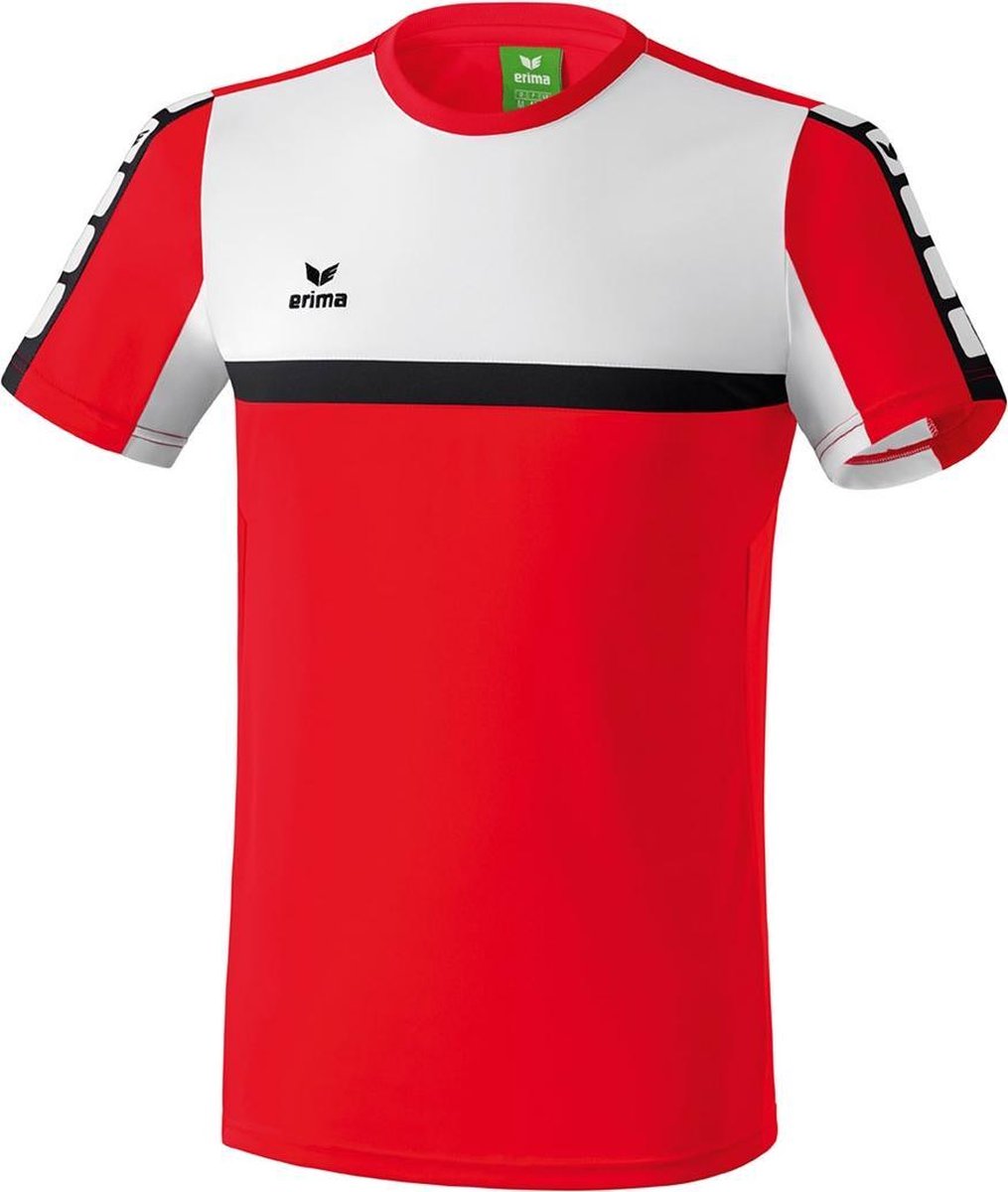 Erima 5-Cubes T-Shirt - Rood / Wit / Zwart | Maat: M