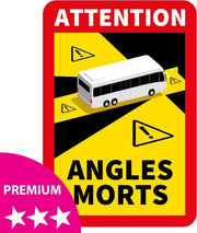 Dode Hoek Sticker BUS - PREMIUM kwaliteit - Waarschuwingsstickers - Frankrijk (17 x 25 cm) (Vanaf 1000 stuks)