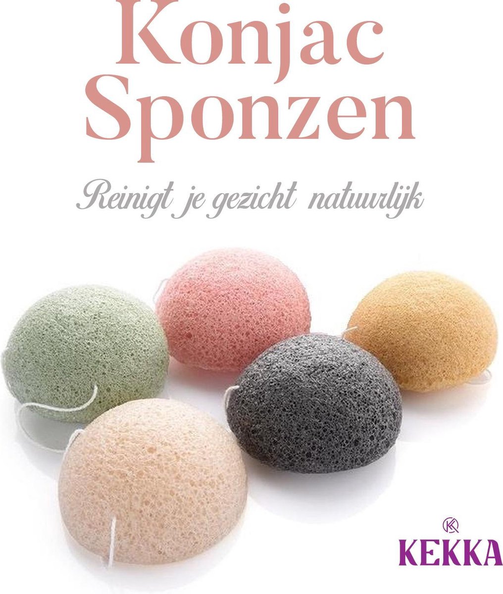 Konjac Sponzen 'Kekka' - Set van 5 kleuren - 100% Konjac