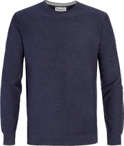 Jeansblauw katoenen pullover | ronde hals | Michaelis S