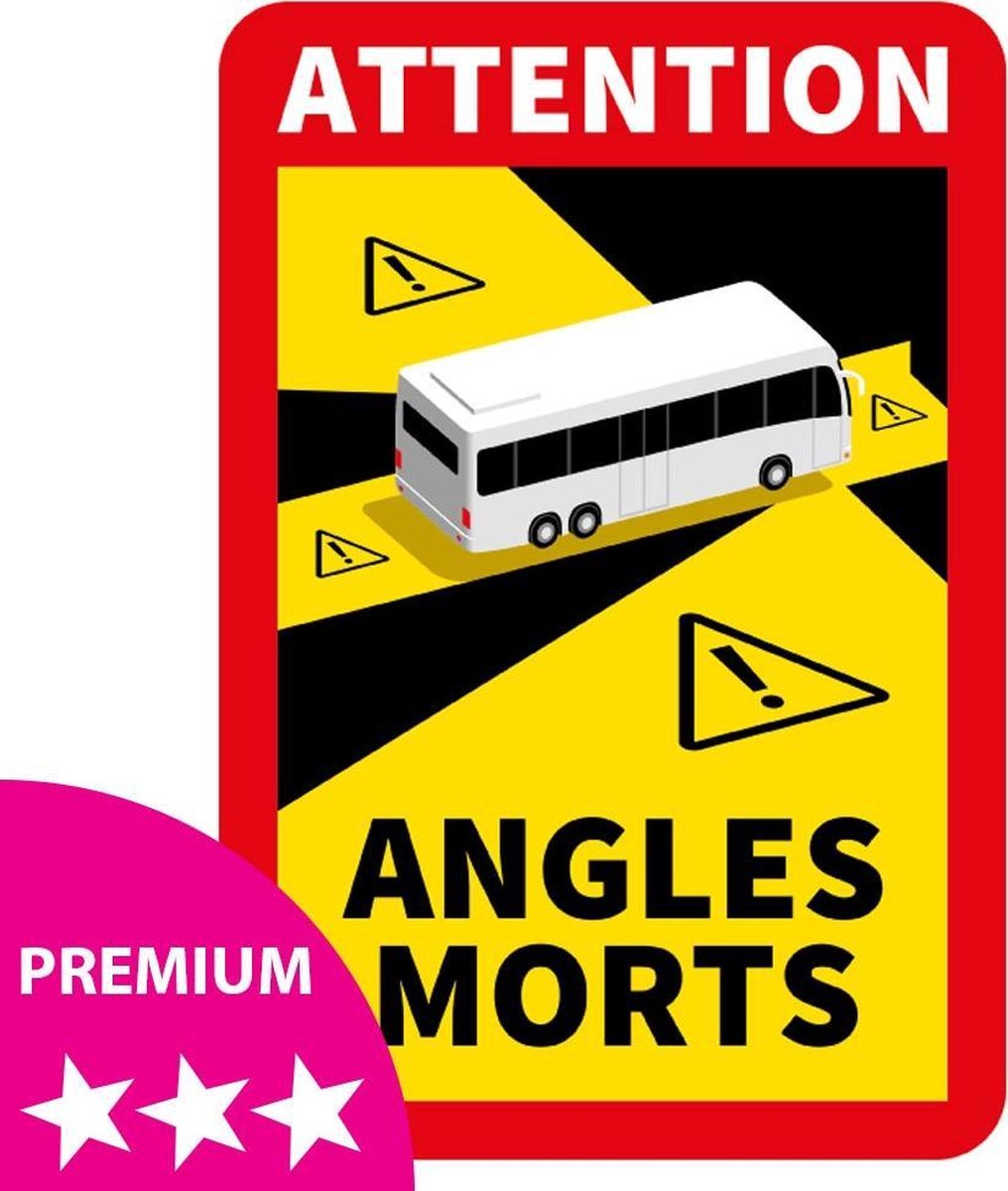 Dode Hoek Sticker BUS - PREMIUM kwaliteit - Waarschuwingsstickers - Frankrijk (17 x 25 cm) (Vanaf 50 stuks)