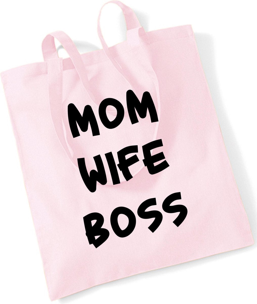 Tas-katoen-mom wife boss-pastel roze