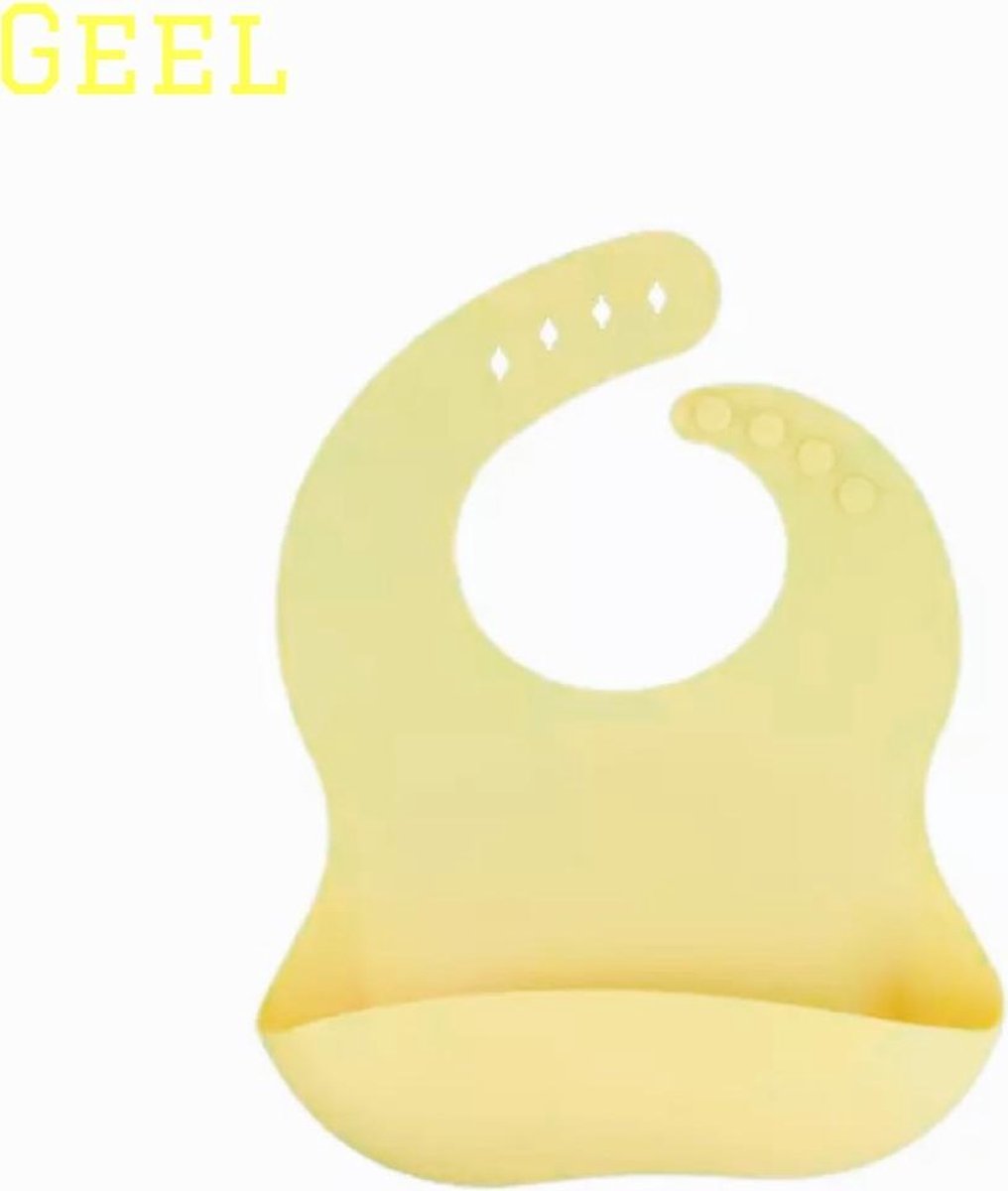 Siliconen slabbetje met opvangbakje geel / in verschillende hippe kleuren / uitwasbaar / siliconen slabbertje / hygiënisch / unisex / waterdicht / 0-3 jr / meegroei / verstelbaar / cadeau / zwangerschapscadeau