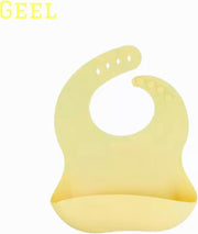 Siliconen slabbetje met opvangbakje geel / in verschillende hippe kleuren / uitwasbaar / siliconen slabbertje / hygiënisch / unisex / waterdicht / 0-3 jr / meegroei / verstelbaar / cadeau / zwangerschapscadeau