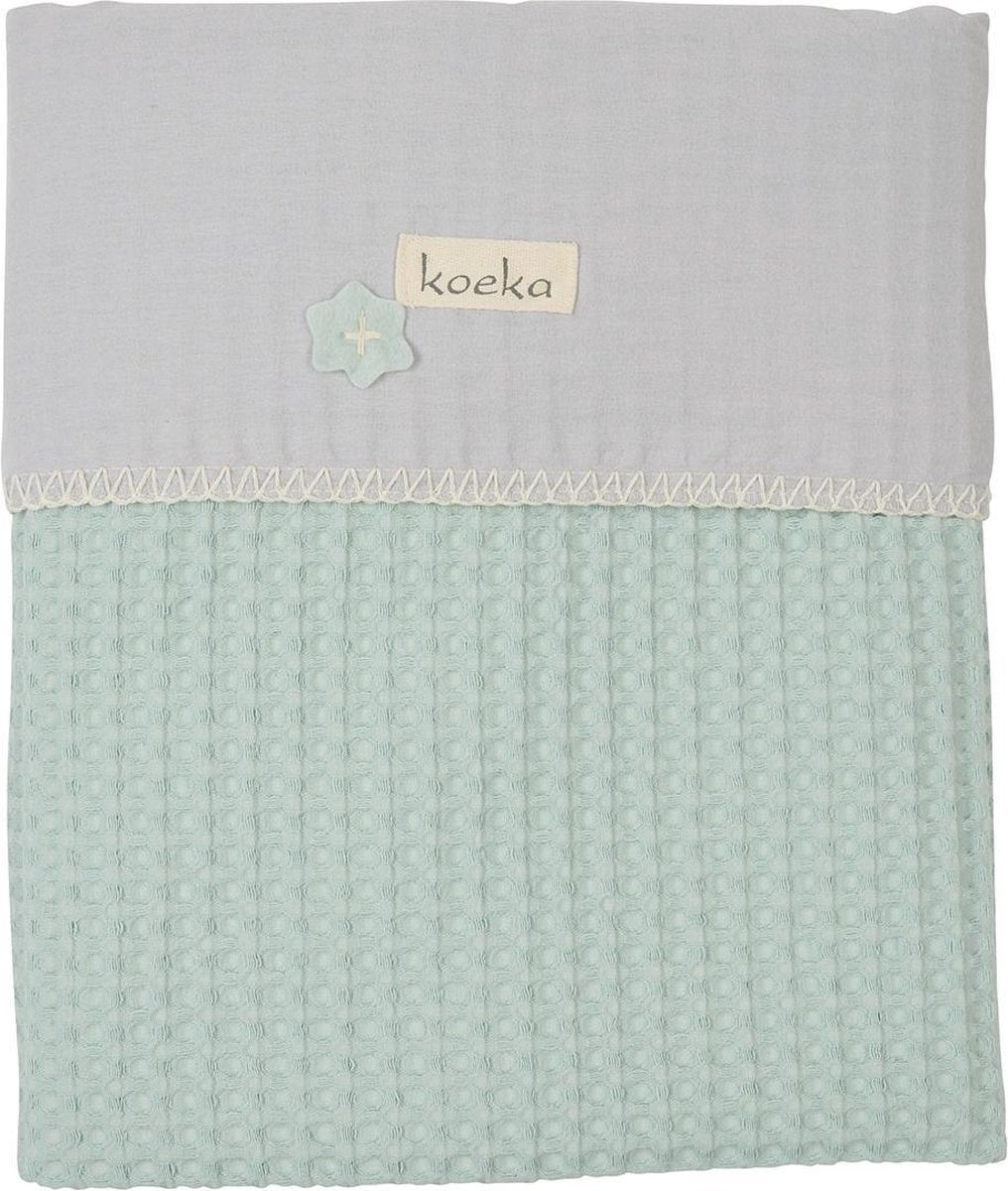 Koeka Wiegdeken wafel/flanel Antwerp - misty mint/silver grey 75x100cm