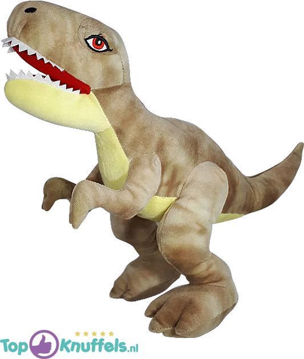Dinosaurus T-Rex Pluche Knuffel (Lichtbruin) 30 cm | Dino speelgoed peluche plush toy | Knuffelpop knuffeldier voor kinderen | Jurassic Park 
