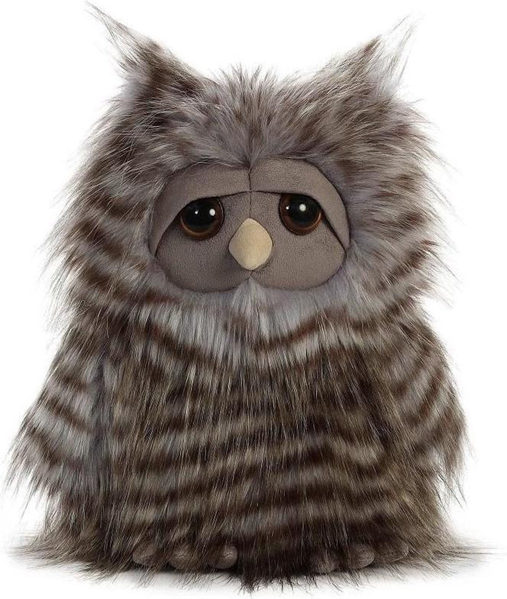 Pluche grijze uil vogel knuffel 28 cm - Uilen bosdieren knuffels - Speelgoed voor peuters/kinderen