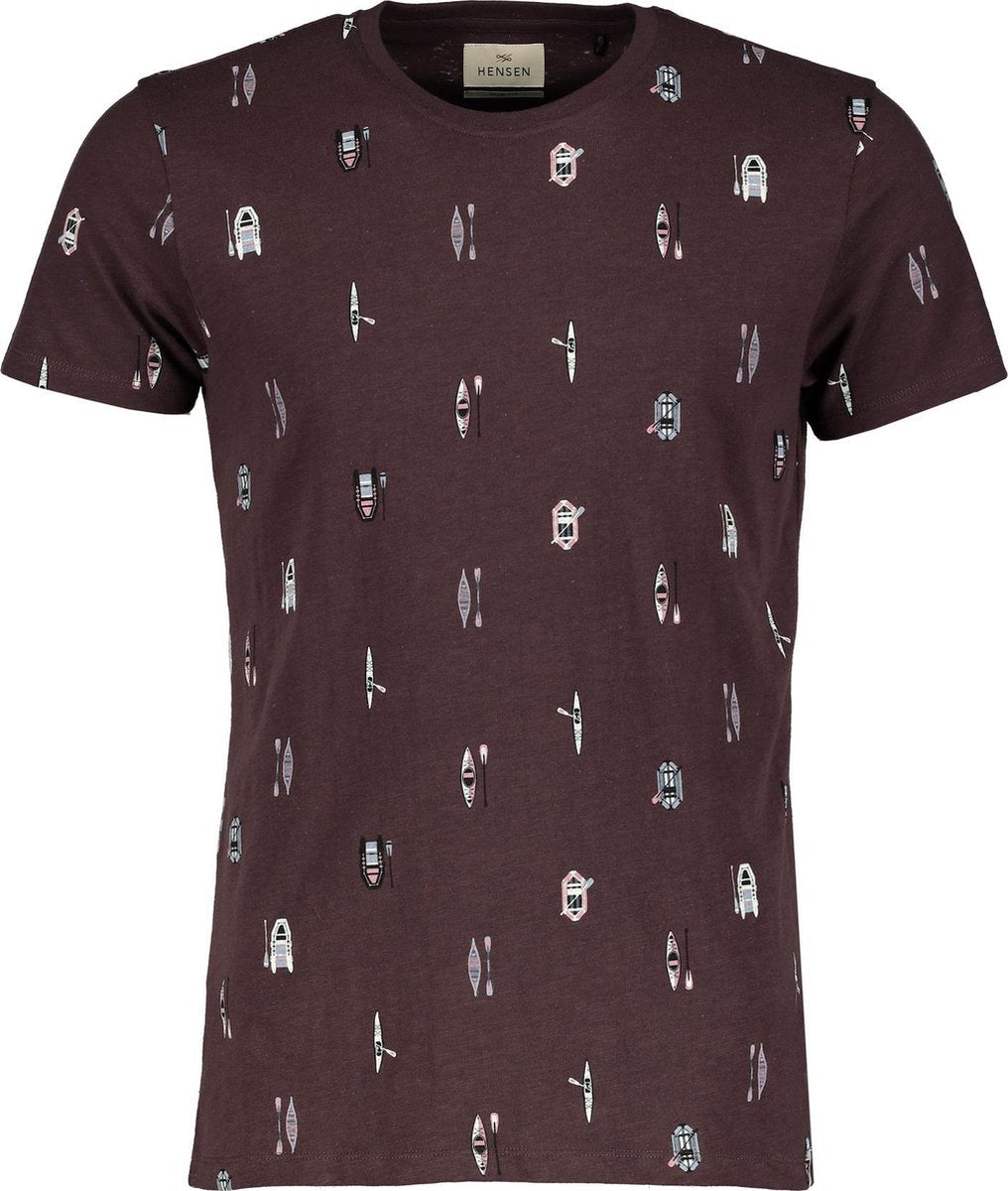 Hensen T-shirt - Slim Fit - Bruin - 4XL Grote Maten
