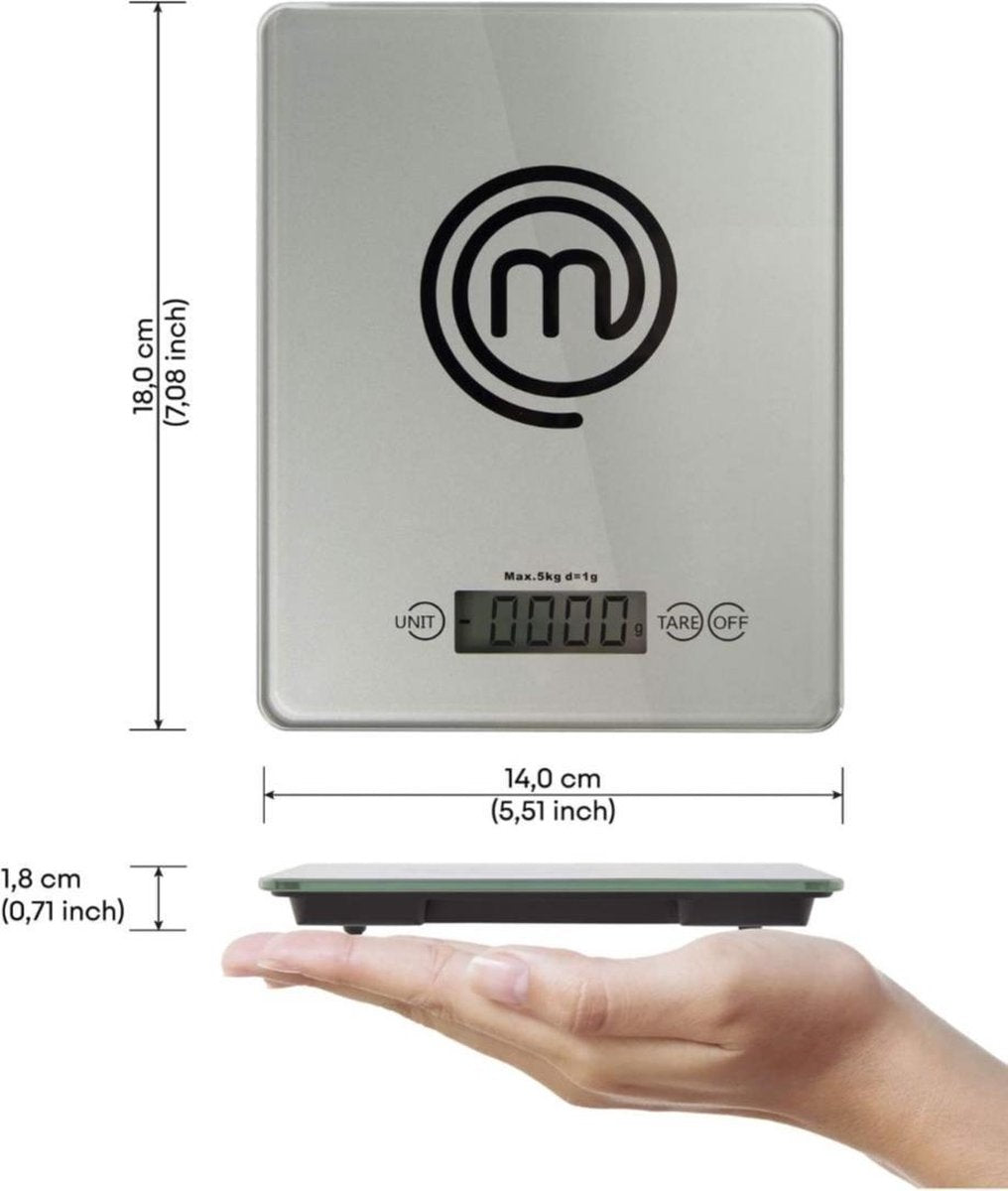 MasterChef Kitchen Scale- keukenweegschaal Zilver