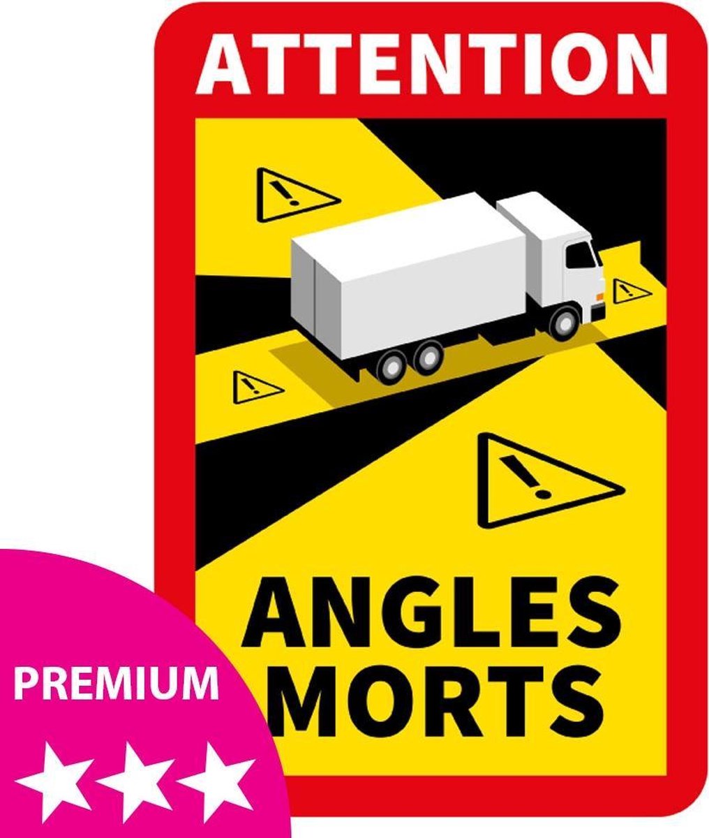 Dode Hoek Sticker VRACHTWAGEN - PREMIUM kwaliteit - Waarschuwingsstickers - Frankrijk (17 x 25 cm)