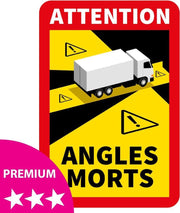 Dode Hoek Sticker VRACHTWAGEN - PREMIUM kwaliteit - Waarschuwingsstickers - Frankrijk (17 x 25 cm)
