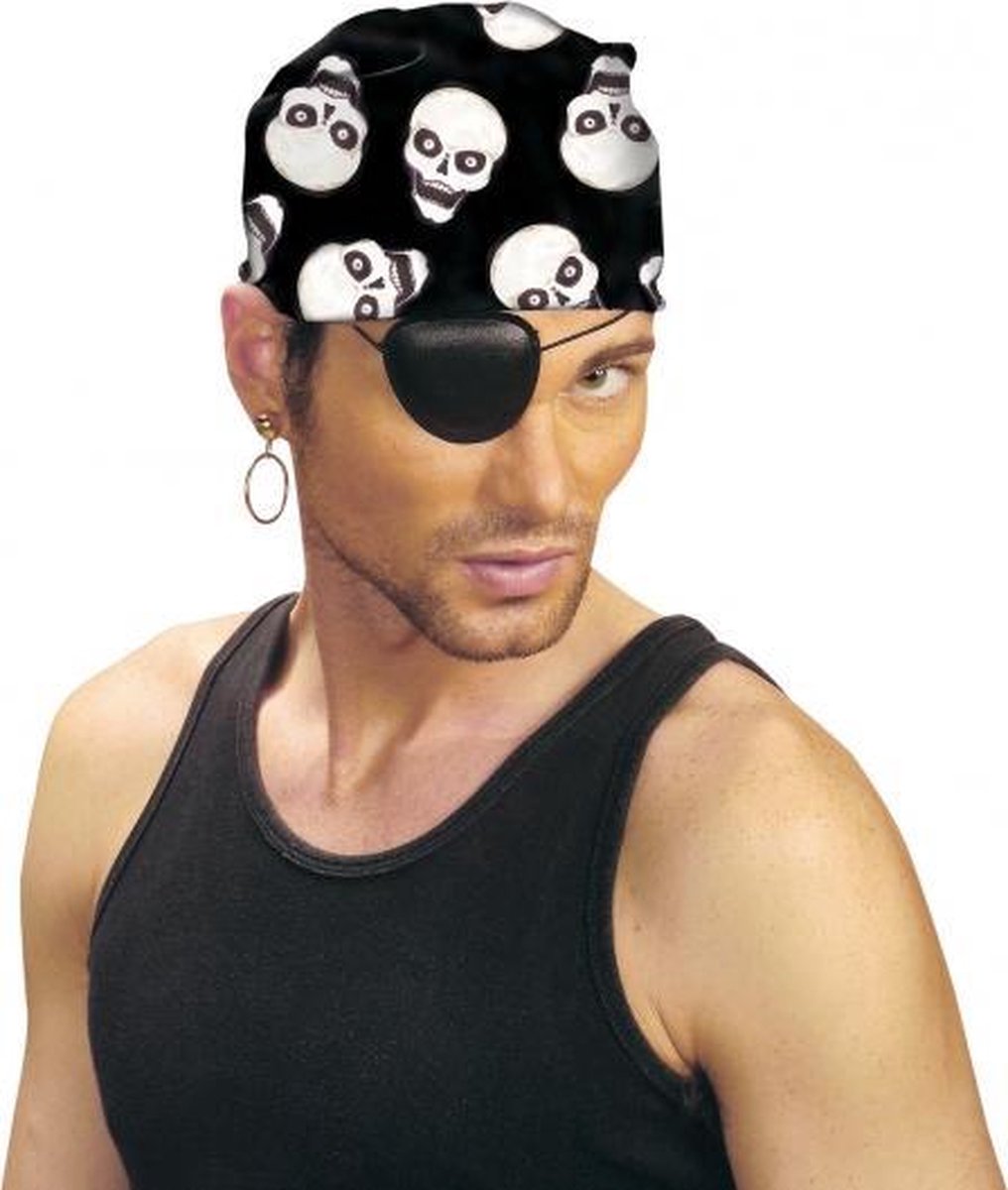 Bellatio Piraat - Bandana - met Doodshoofd - Zwart/Wit