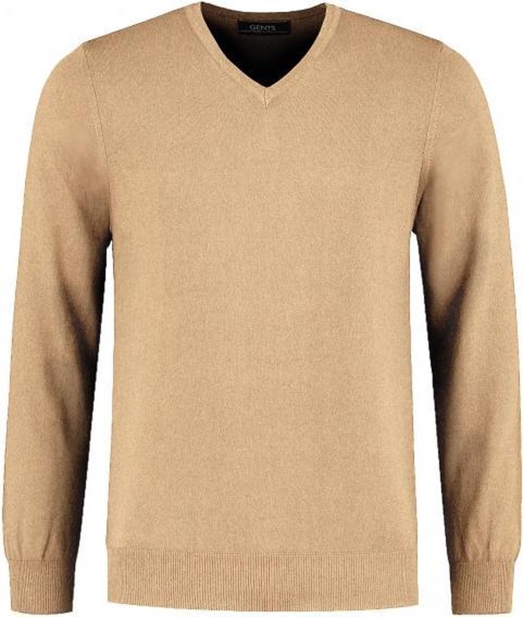 GENTS | Trui Heren V-neck melange zand 0090 Maat S 37/38