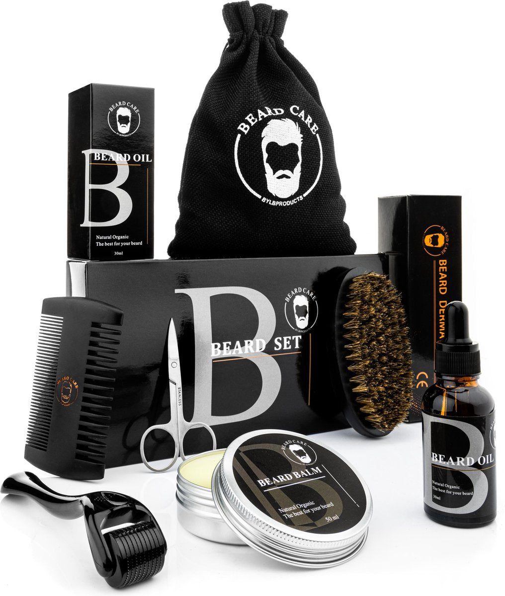 LB Products - Baardverzorging set - Baard roller - Zwart - Baardolie - Baard balsem - 50 gr