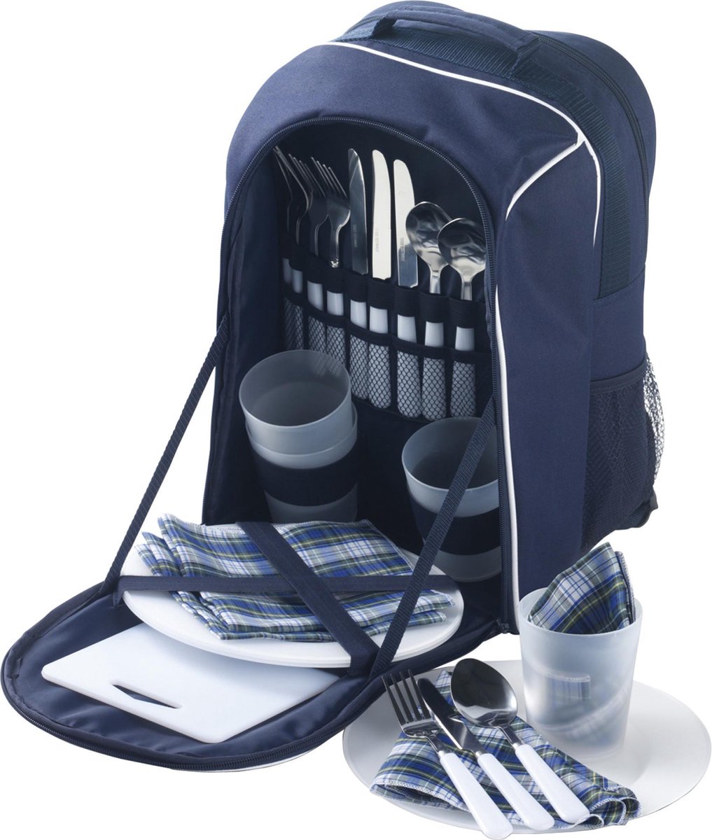 Lupine - Picknicktas - Picknickmand - 4 personen - Grote Koeltas - Inclusief Servies Snijplank Servetten