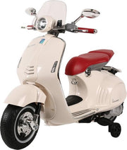 Elektrische Kinderscooter Vespa 946 Primavera GTS Wit 12V met Windscherm en Lederen zitting