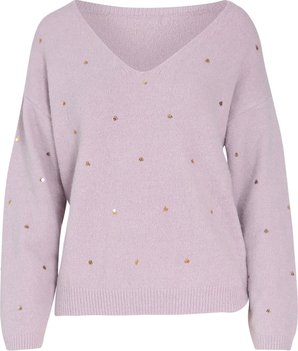 Cassis - Trui met goudkleurige lovertjes - Violet