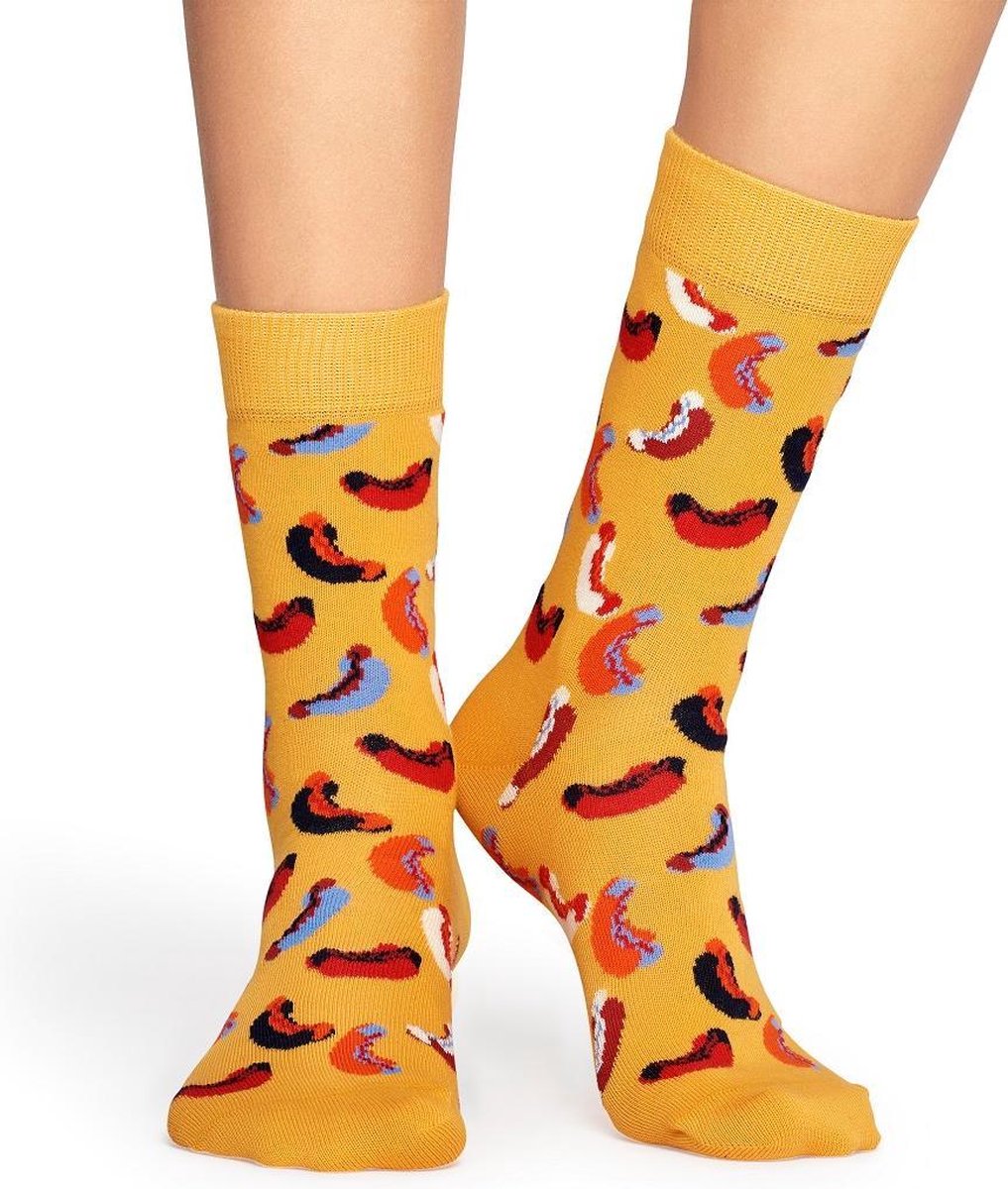 Happy Socks Hot Dog Junkfood Sokken - Geel - Maat 36-40