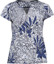 Paprika Dames T-shirt met monochrome bloemenprint - Maat 5XL (50)