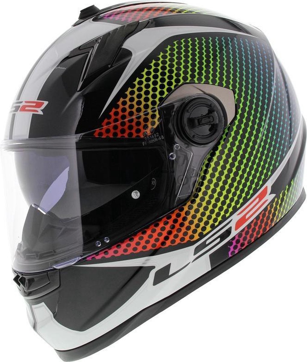 LS2 FF322 Wardots integraalhelm glans zwart iris L Motorhelm Scooterhelm