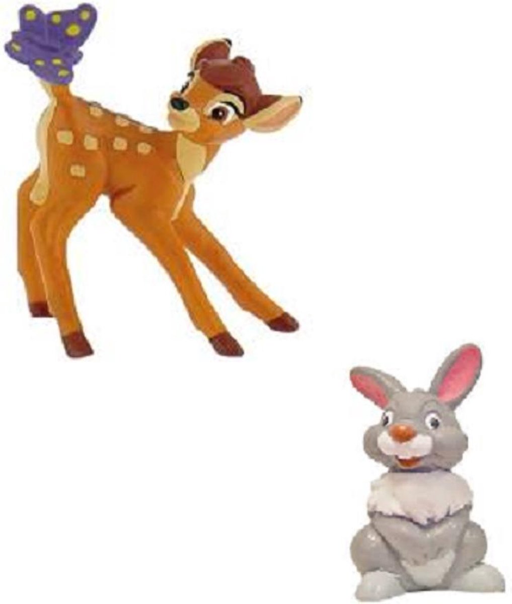 Disney setje speelfiguurtjes /taarttoppers van Bambi en Stampertje (+/- 5cm)