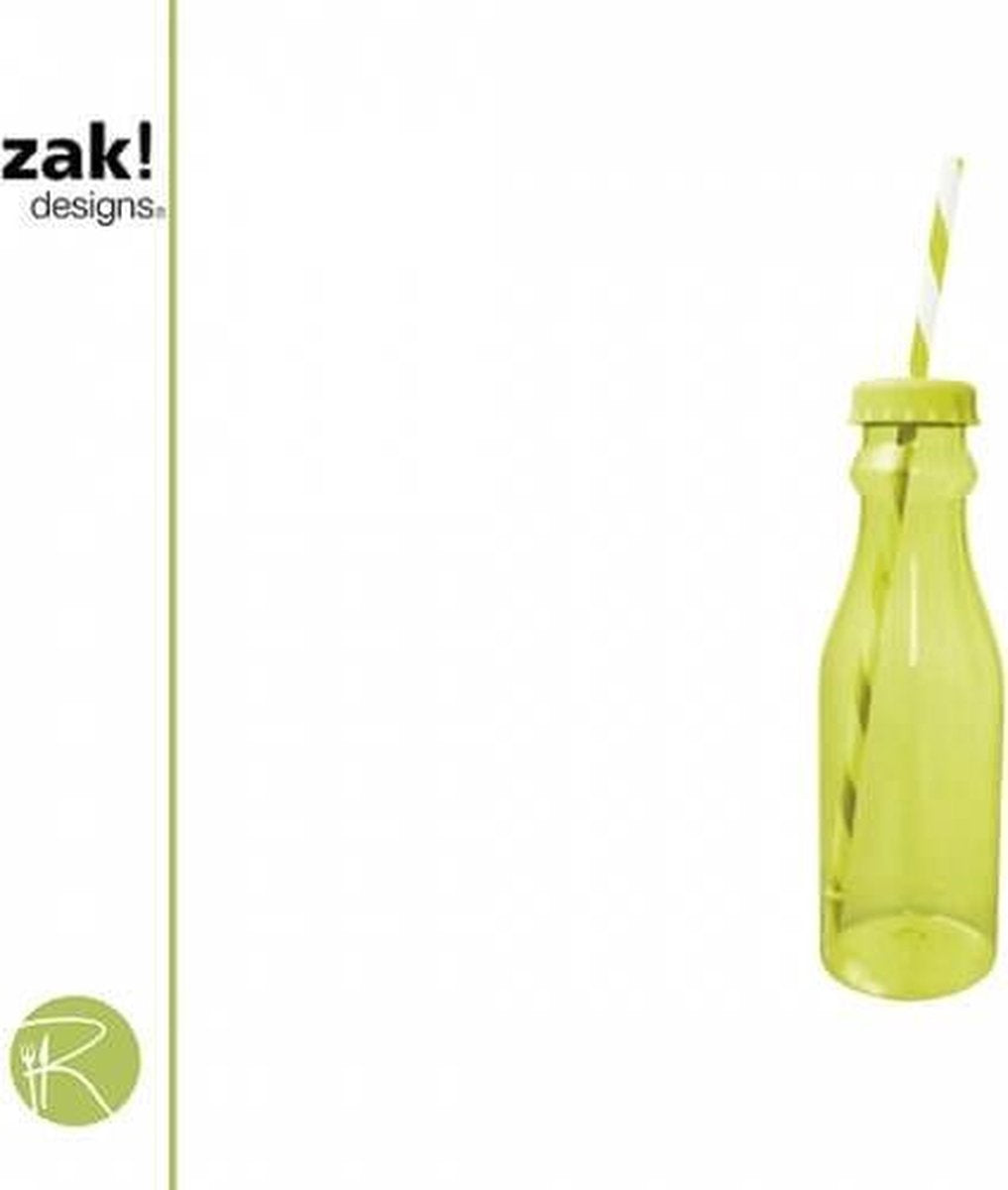 Zak!Designs Soda - Waterfles met Rietje 70 cl - Kiwi Groen