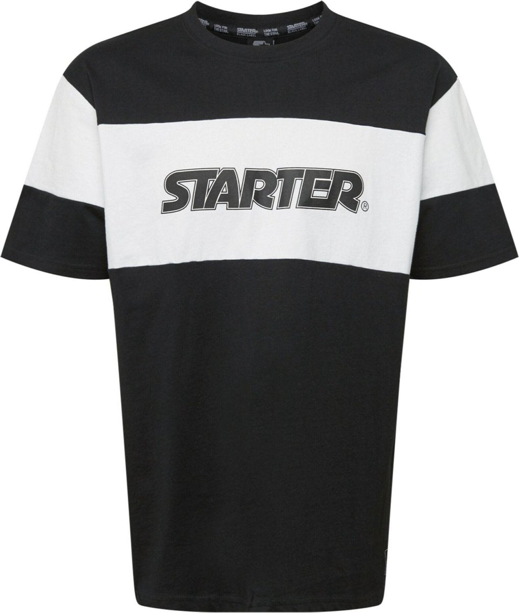Starter Heren Tshirt -S- Block Jersey Zwart/Wit