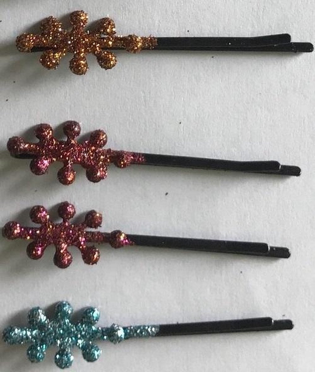 Haarschuifjes Glitter Bloem - 10 Delig