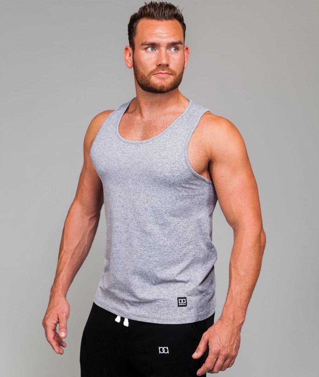 Marrald Black Series Tanktop | Grijs - L heren sportshirt fitness
