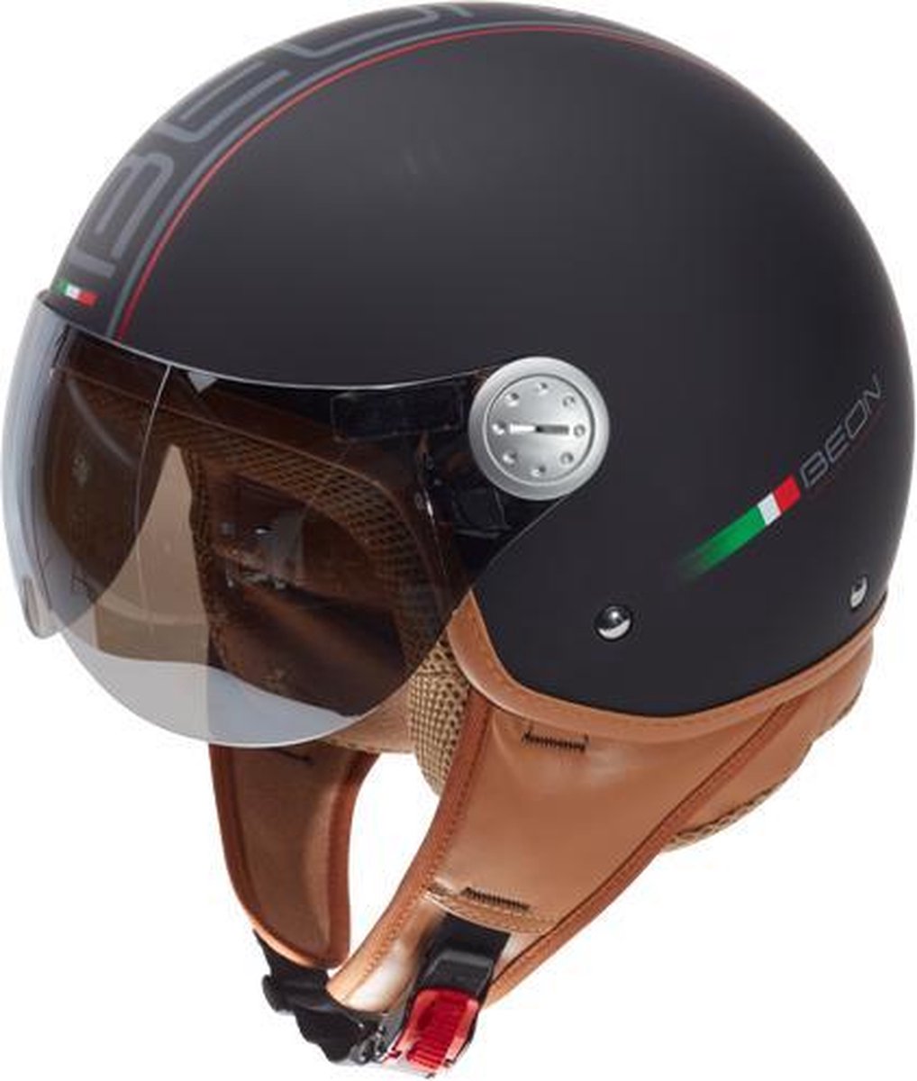 Beon Design Scooterhelm Motorhelm Luxe Mat Zwart - Maat XL / 60 cm