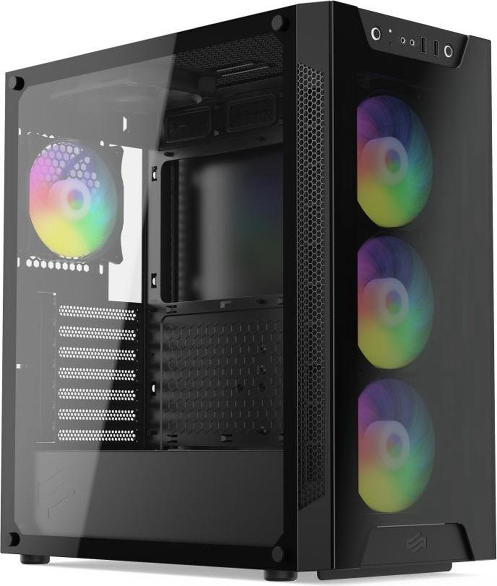 SilentiumPC sk_’_ MidT Armis AR6X EVO TG ARGB / 2x USB 3.0 / 5x 120 mm fan / tvrzenŽ sklo / A-RGB podsv’cen’ / _ern‡