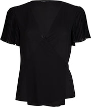 Wikkelblouse met plissé mouw