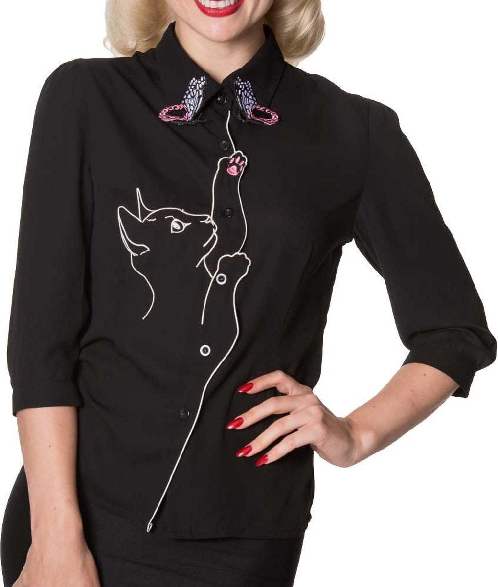 Dancing Days Blouse -3XL- Snow Bird Zwart