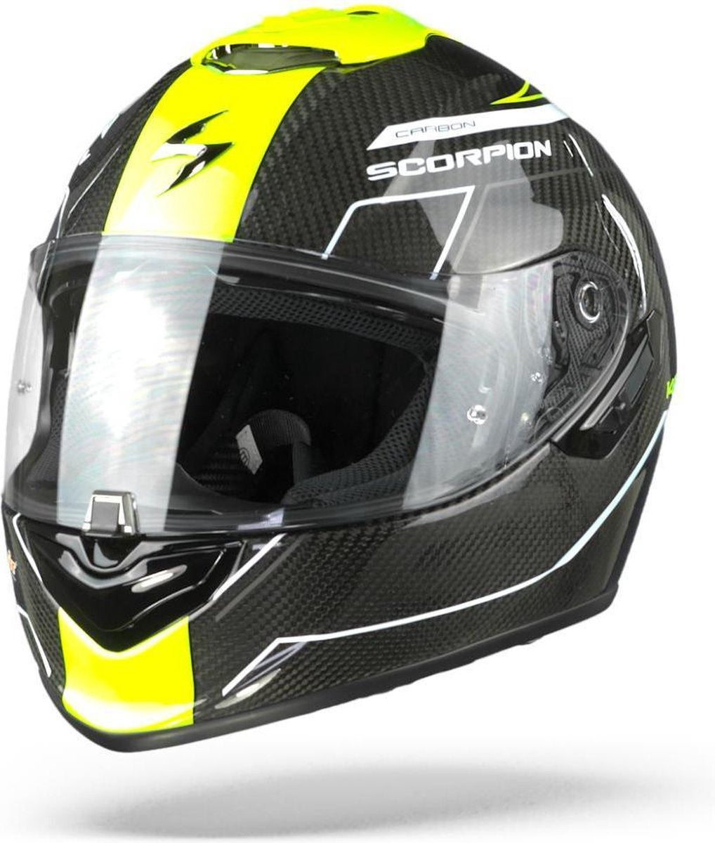 Scorpion EXO-1400 Air Carbon Beaux White Neon Yellow  Integraalhelm - Motorhelm - Maat M