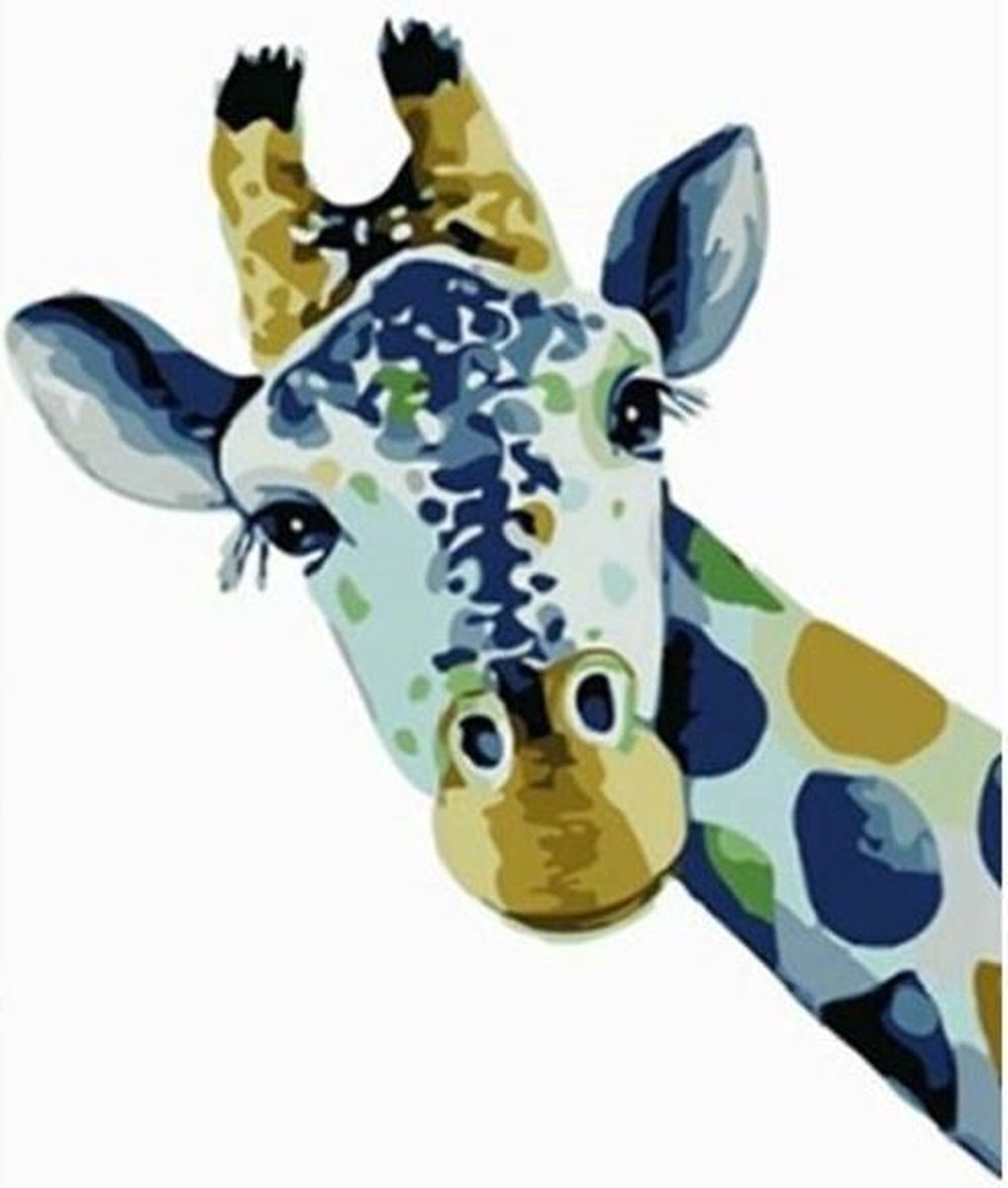 Paint By Numbers - Schilderen op Nummer - Gevlekte Giraffe - 50x40cm - Dieren - Volwassenen & Kinderen - Stipco