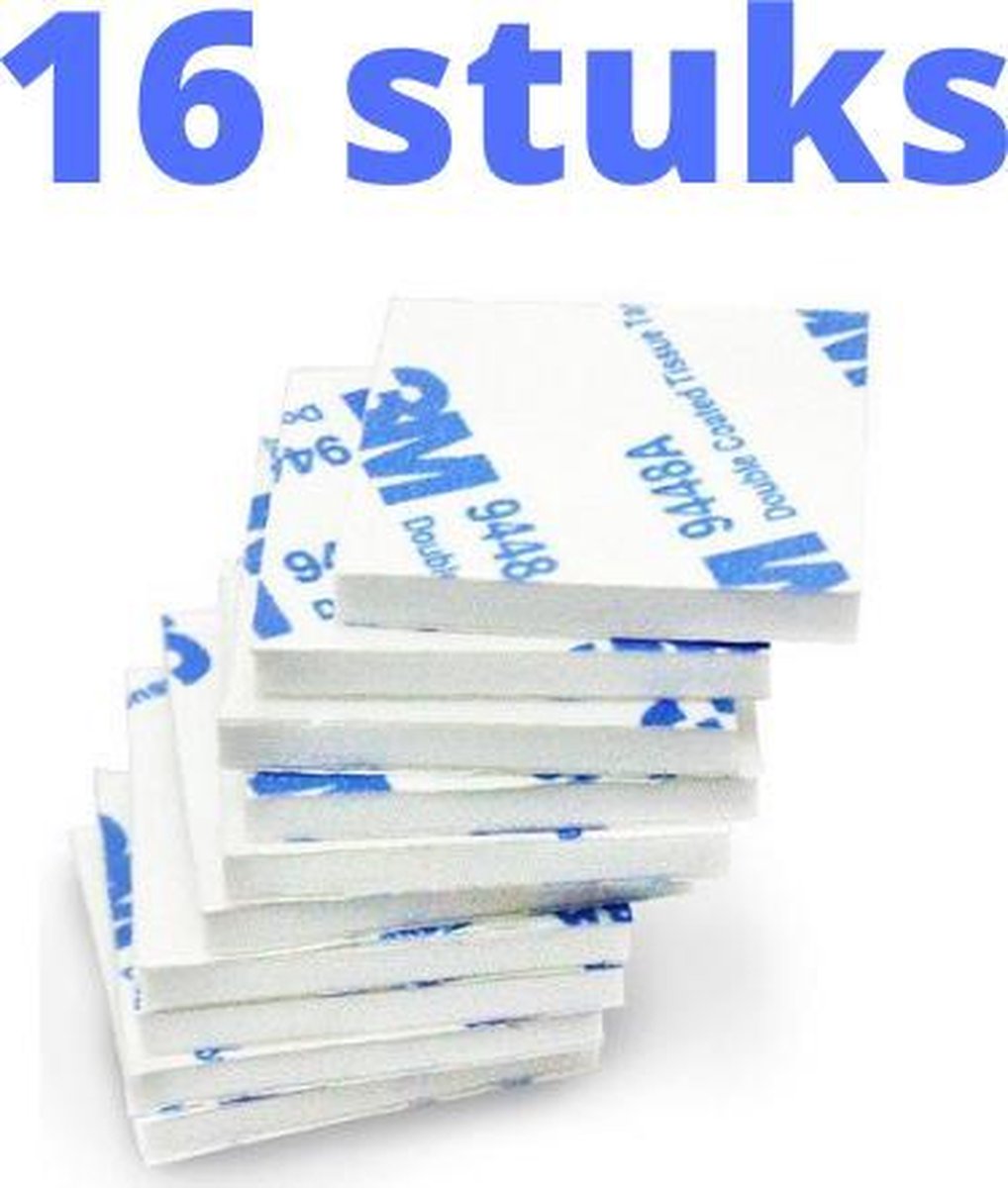 3M Dubbelzijdige Stickers - 16 STUKS - Plakkers - Extra Sterk - Ophangen Poster en Foto - Knutselen - 30 x 30 x 1.5 mm - Plakkertjes - Klevers - Montage - DIY