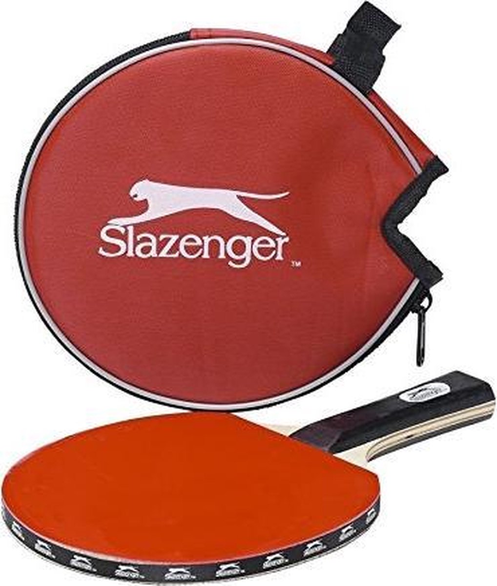 Slazenger Tafeltennisbat Hout Zwart/rood met beschermhoes